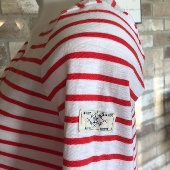 Joules red & white striped v neck - Picture 3 of 6